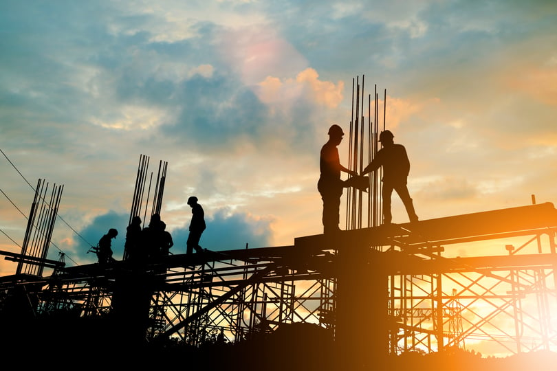 Construction workers building a new building