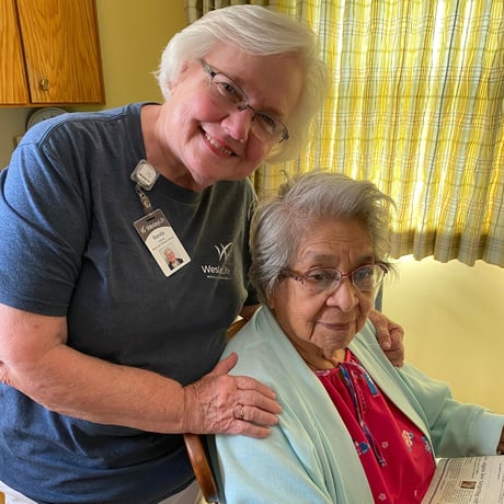 caregiver and a senior woman