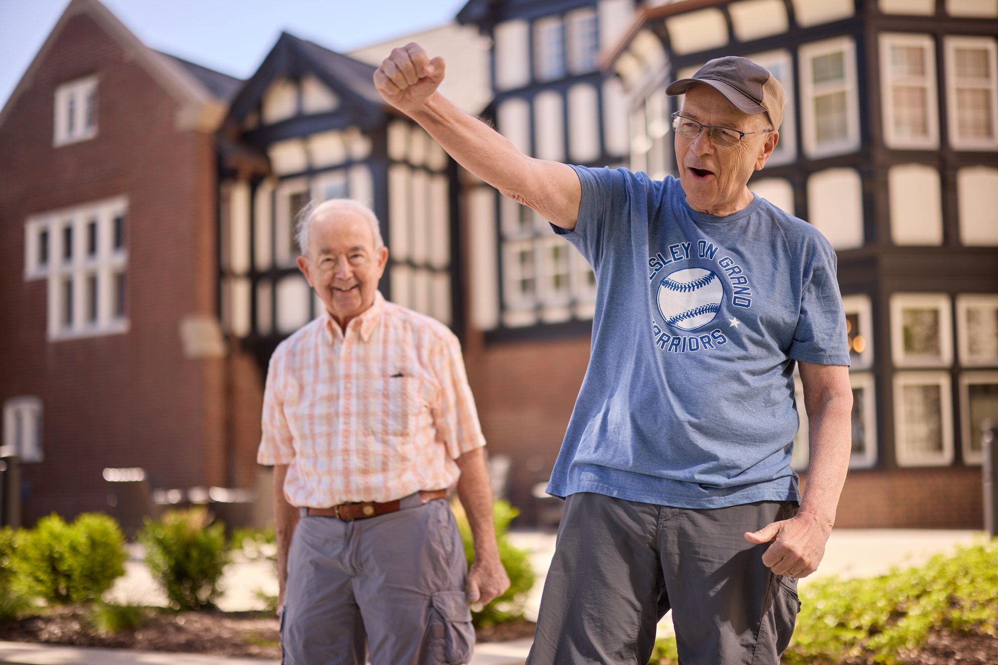 Older senior men having fun